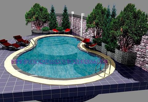desain kolam renang dalam rumah yang mewah