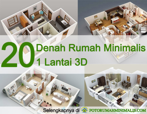20 Denah Rumah Minimalis 1 Lantai 3D