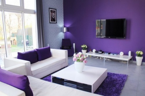 ruang tamu warna ungu