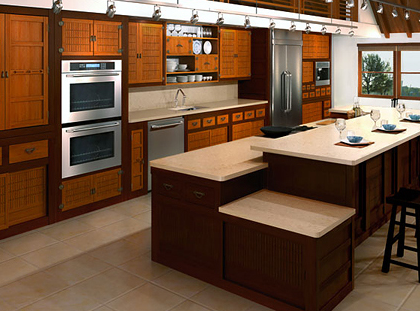dapur minimalis warna  coklat