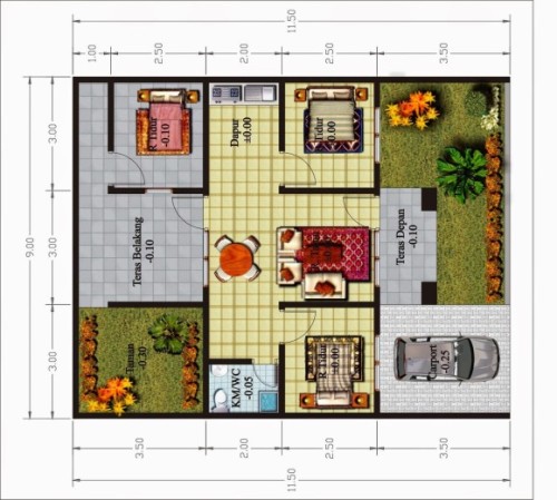 Model Rumah Minimalis 1 Lantai 3 kamar (5)